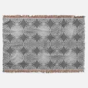 Blume des Lebens - Muster der Briefmarke - grau Decke