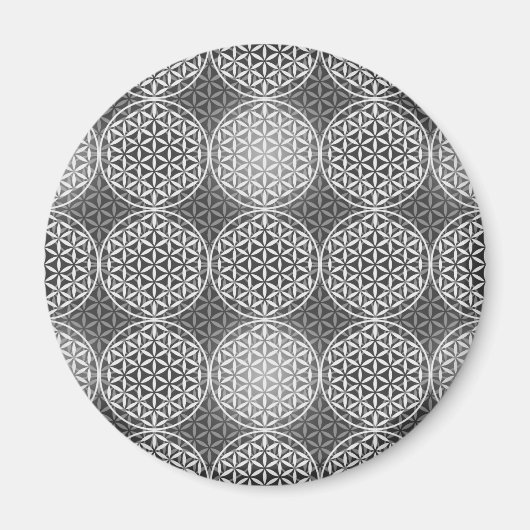 Blume des Lebens - Muster der Briefmarke - grau Magnet (Vorne)