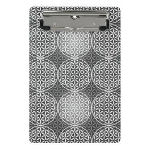 Blume des Lebens - Muster der Briefmarke - grau Mini Klemmbrett