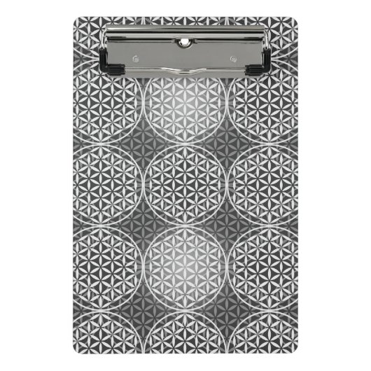 Blume des Lebens - Muster der Briefmarke - grau Mini Klemmbrett (Vorderseite)