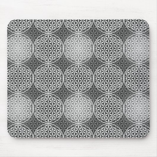 Blume des Lebens - Muster der Briefmarke - grau Mousepad (Vorne)
