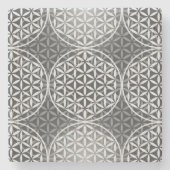 Blume des Lebens - Muster der Briefmarke - grau Steinuntersetzer (Vorderseite)