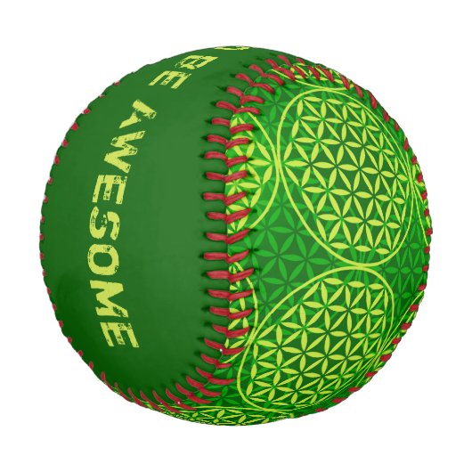 Blume des Lebens - Muster der Briefmarke - grün Baseball (Schrägansicht)