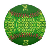 Blume des Lebens - Muster der Briefmarke - grün Baseball (Vorderseite)
