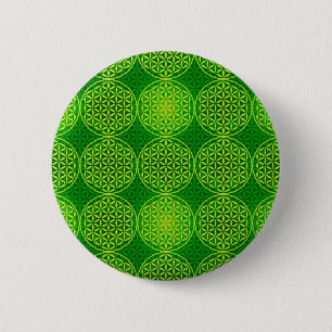 Blume des Lebens - Muster der Briefmarke - grün Button