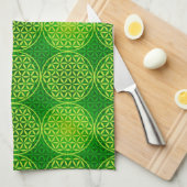 Blume des Lebens - Muster der Briefmarke - grün Geschirrtuch (Viertel Falte)