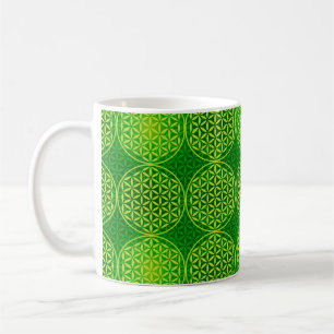 Blume des Lebens - Muster der Briefmarke - grün Kaffeetasse