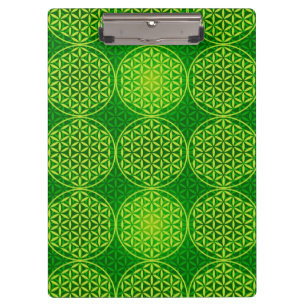 Blume des Lebens - Muster der Briefmarke - grün Klemmbrett