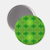 Blume des Lebens - Muster der Briefmarke - grün Magnet (Vorderseite/Rückseite)