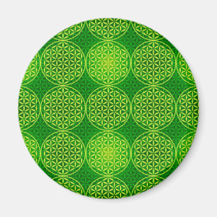 Blume des Lebens - Muster der Briefmarke - grün Magnet