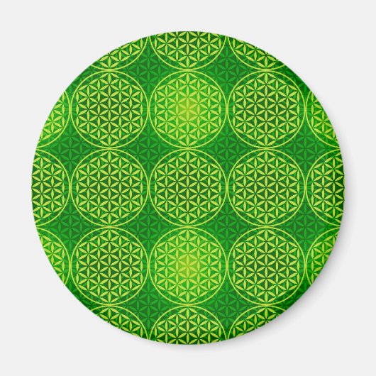 Blume des Lebens - Muster der Briefmarke - grün Magnet (Vorne)