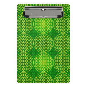 Blume des Lebens - Muster der Briefmarke - grün Mini Klemmbrett