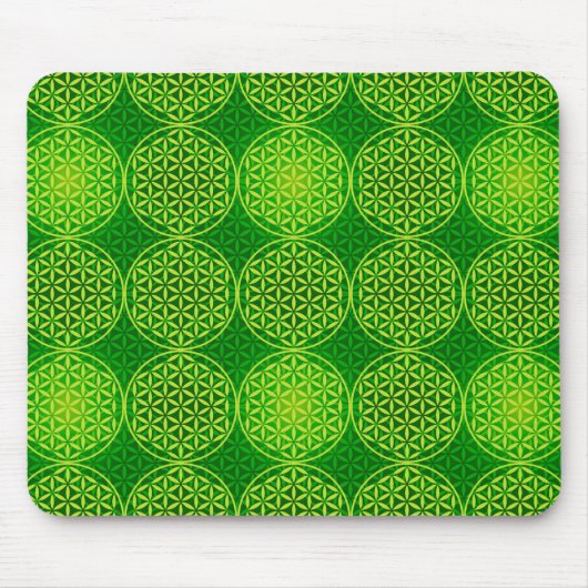 Blume des Lebens - Muster der Briefmarke - grün Mousepad (Vorne)