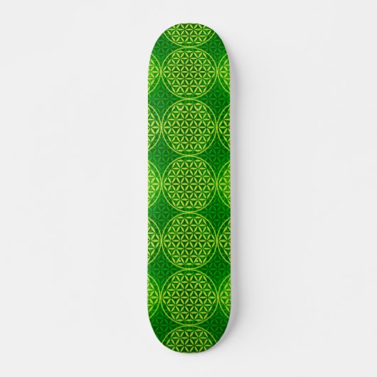 Blume des Lebens - Muster der Briefmarke - grün Skateboard (Vorne)