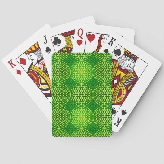 Blume des Lebens - Muster der Briefmarke - grün Spielkarten (Rückseite)