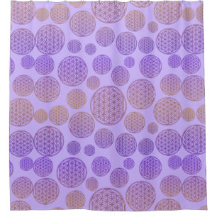 Blume des Lebens - Muster der Briefmarke - orange Duschvorhang
