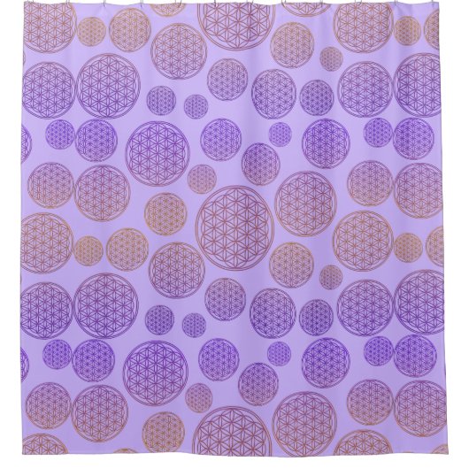 Blume des Lebens - Muster der Briefmarke - orange Duschvorhang (Vorderseite)