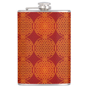 Blume des Lebens - Muster der Briefmarke - orange Flachmann