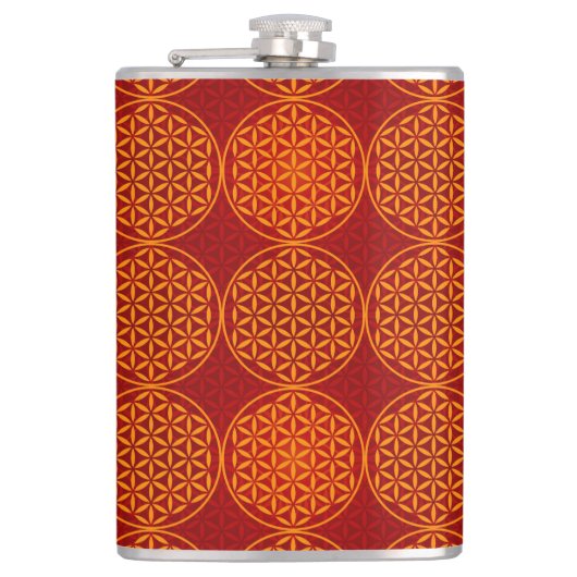 Blume des Lebens - Muster der Briefmarke - orange Flachmann (Vorderseite)
