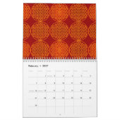 Blume des Lebens - Muster der Briefmarke - orange Kalender (Feb 2027)