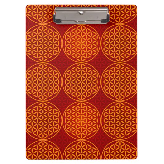 Blume des Lebens - Muster der Briefmarke - orange Klemmbrett (Vorderseite)