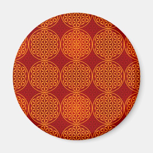 Blume des Lebens - Muster der Briefmarke - orange Magnet (Vorne)