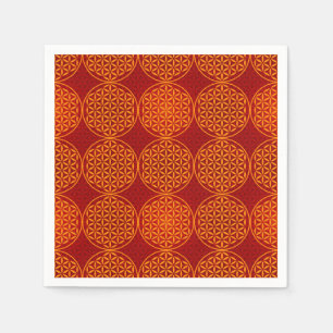 Blume des Lebens - Muster der Briefmarke - orange Serviette