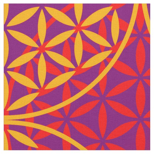 Blume des Lebens - Muster der Briefmarke - orange- Stoff (Nahaufnahme)