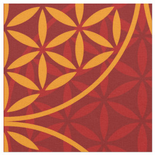 Blume des Lebens - Muster der Briefmarke - orange Stoff