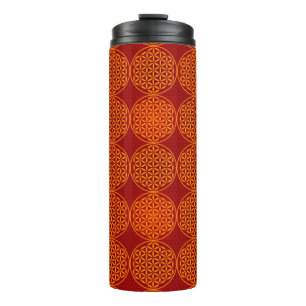 Blume des Lebens - Muster der Briefmarke - orange Thermosbecher