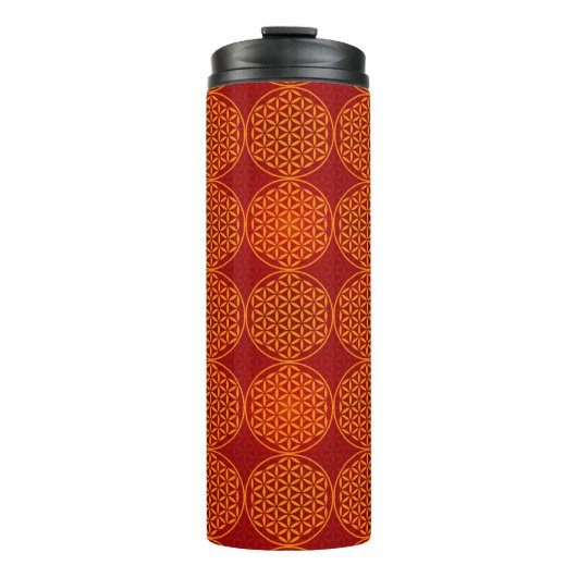 Blume des Lebens - Muster der Briefmarke - orange Thermosbecher (Vorderseite)