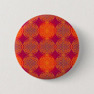 Blume des Lebens - Muster der Briefmarke - orangef Button