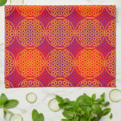Blume des Lebens - Muster der Briefmarke - orangef Handtuch (Gefaltet)