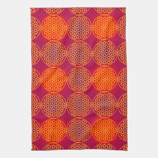Blume des Lebens - Muster der Briefmarke - orangef Handtuch (Vertikal)
