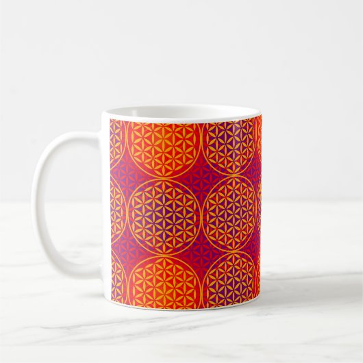 Blume des Lebens - Muster der Briefmarke - orangef Kaffeetasse (Links)