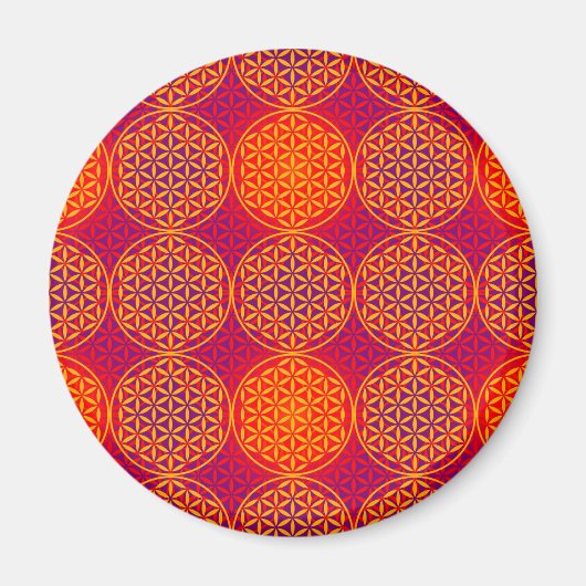 Blume des Lebens - Muster der Briefmarke - orangef Magnet (Vorne)