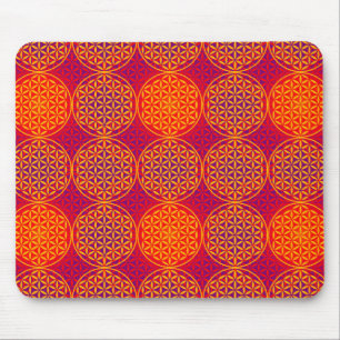Blume des Lebens - Muster der Briefmarke - orangef Mousepad