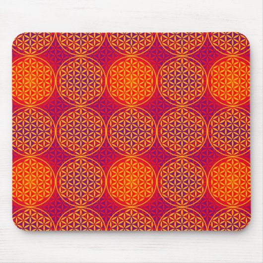 Blume des Lebens - Muster der Briefmarke - orangef Mousepad (Vorne)