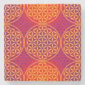 Blume des Lebens - Muster der Briefmarke - orangef Steinuntersetzer (Vorderseite)