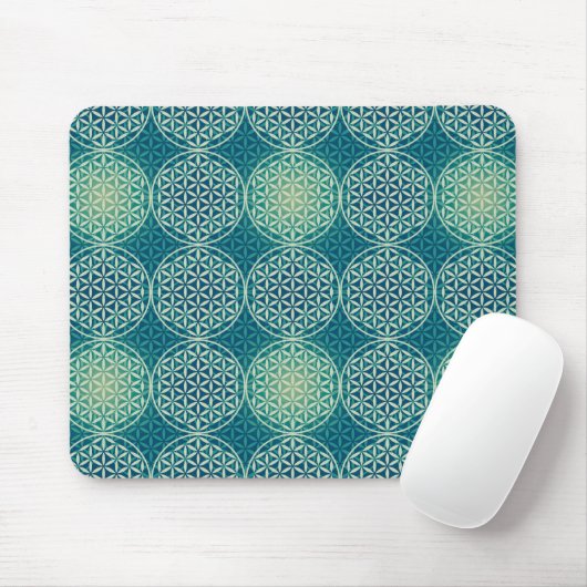 Blume des Lebens - Muster der Briefmarke - Zyanbla Mousepad (Mit Mouse)