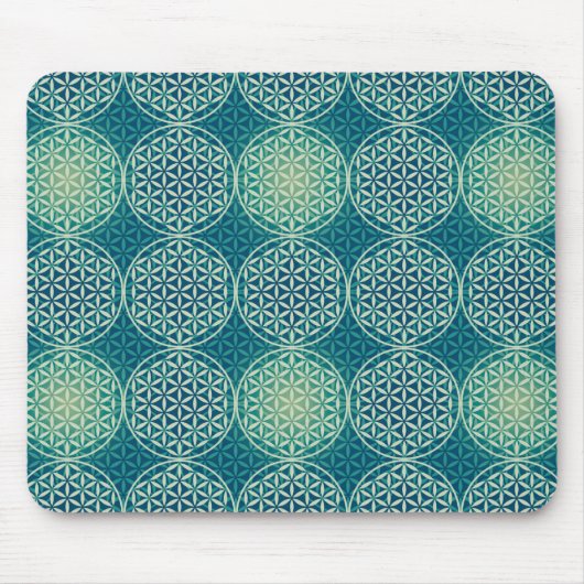 Blume des Lebens - Muster der Briefmarke - Zyanbla Mousepad (Vorne)