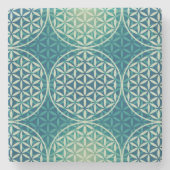 Blume des Lebens - Muster der Briefmarke - Zyanbla Steinuntersetzer (Vorderseite)