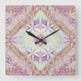 Blume des Lebens Muster Quadratische Wanduhr