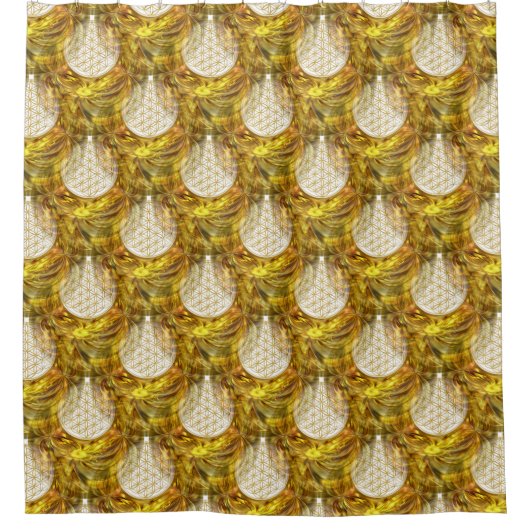 Blume des Lebens - nahtloses Gold 3D Duschvorhang (Vorderseite)