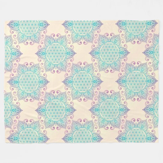 Blume des Lebens - nahtloses Muster Artikel 4 Fleecedecke (Vorderseite (Horizontal))