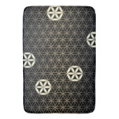 Blume des Lebens - nahtloses Muster - blaues Beige Badematte (Vorderseite Vertikal)