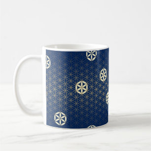 Blume des Lebens - nahtloses Muster - blaues Beige Kaffeetasse
