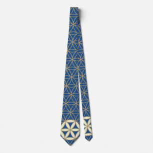 Blume des Lebens - nahtloses Muster - blaues Beige Krawatte