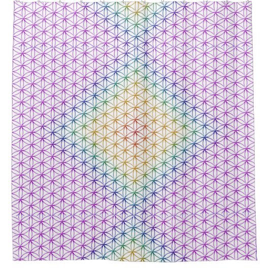 Blume des Lebens - nahtloses Muster - Chakras-Farb Duschvorhang (Vorderseite)