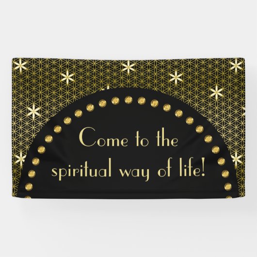 Blume des Lebens - nahtloses Muster - Gold Banner (Horizontal)